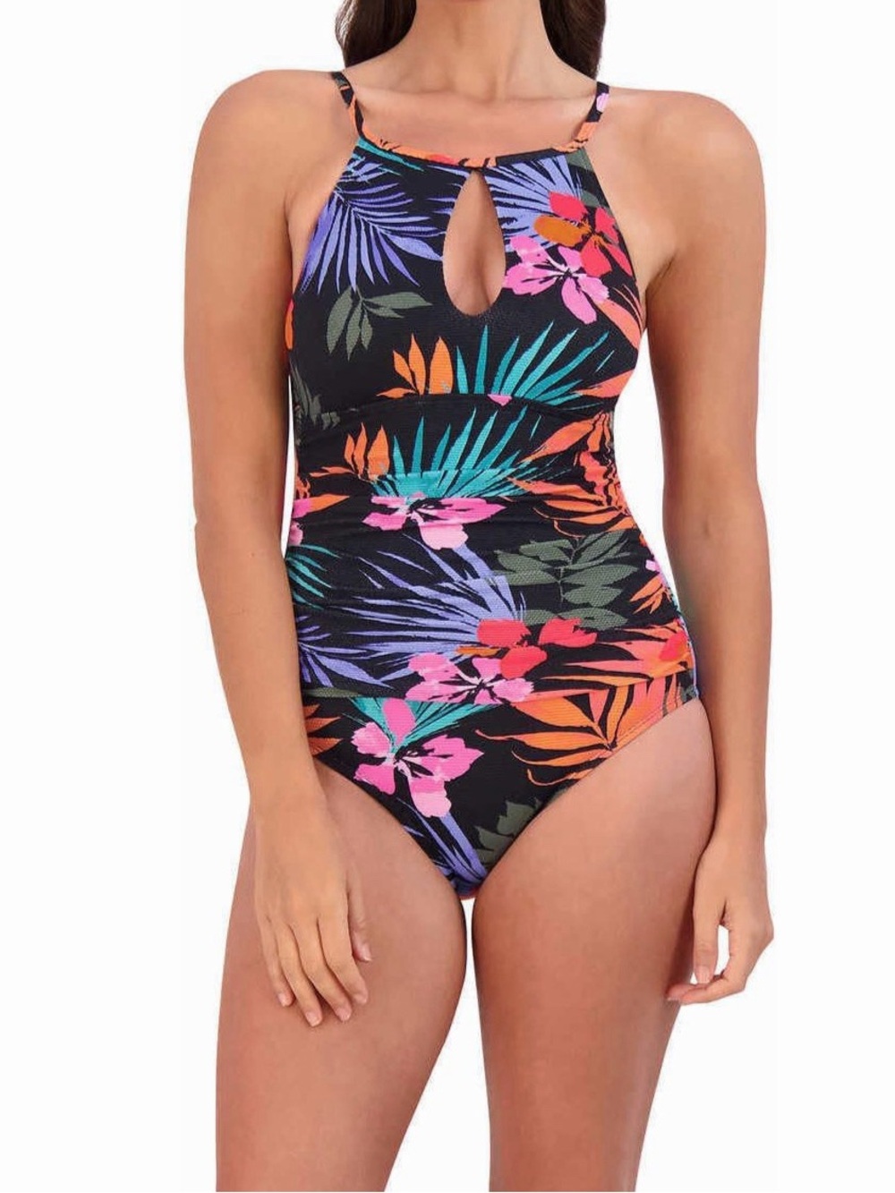 Jessica Simpson Textured One Piece Keyhole Swimsuit